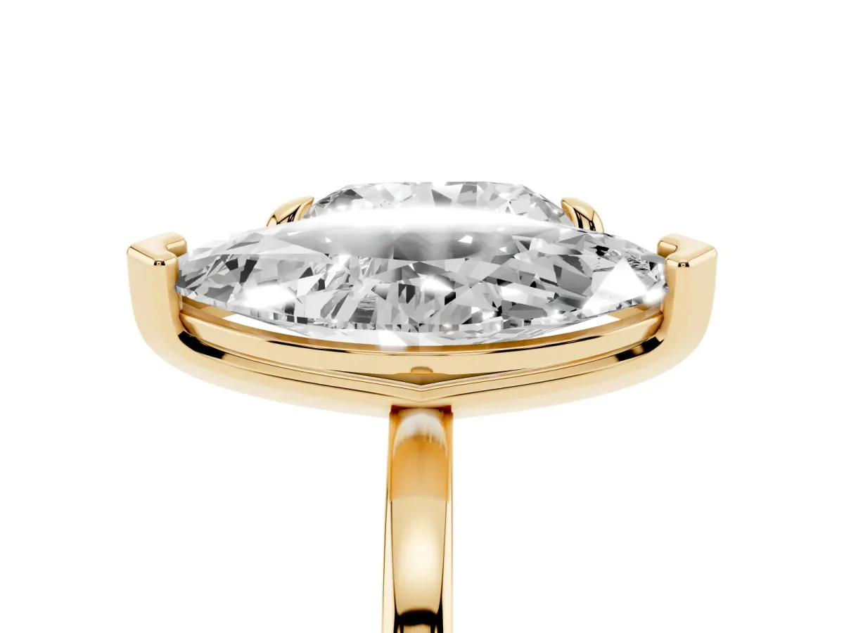 Heart and Marquise Toi Moi Ring with Prong Setting and Micro Pave Band Yellow gold