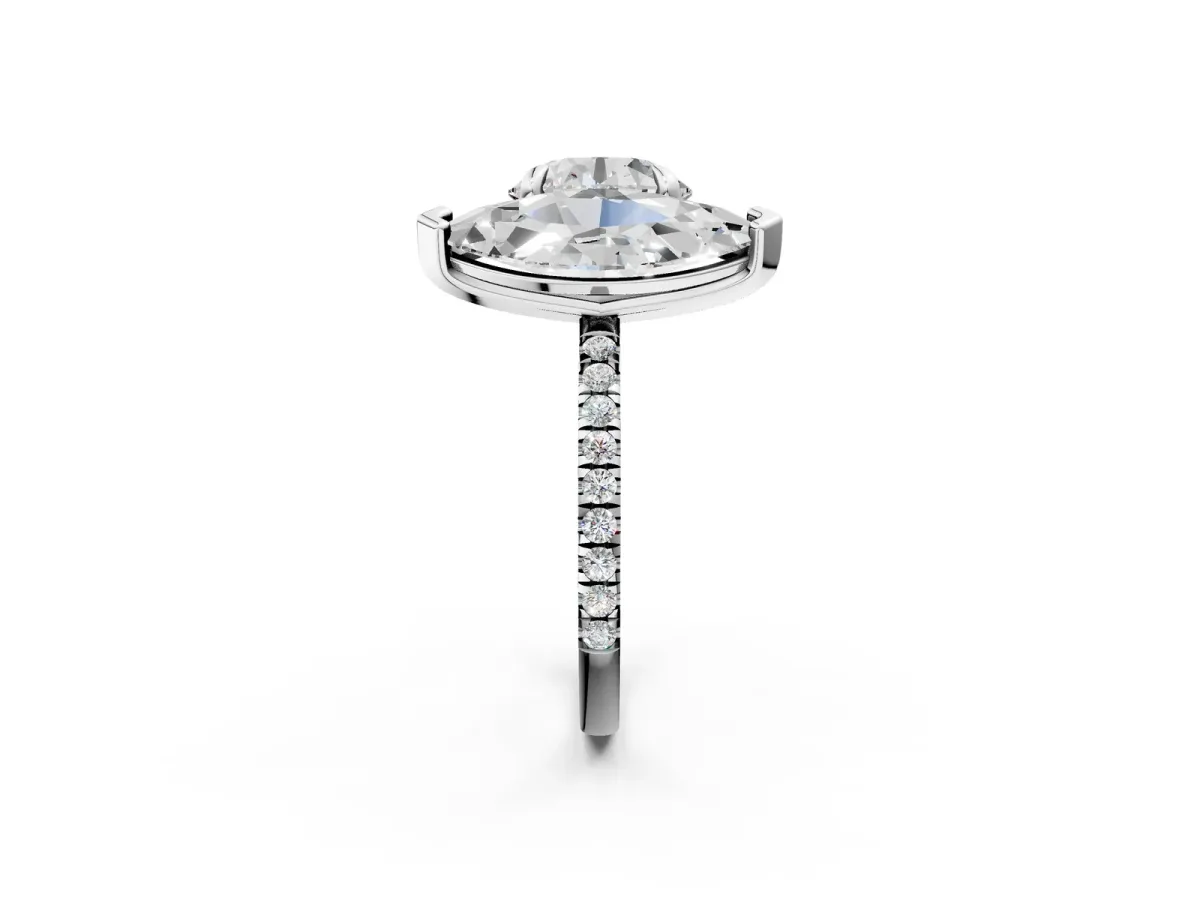 Round and Marquise Toi Moi Ring with Prong Setting and Micro Pave Band Silver