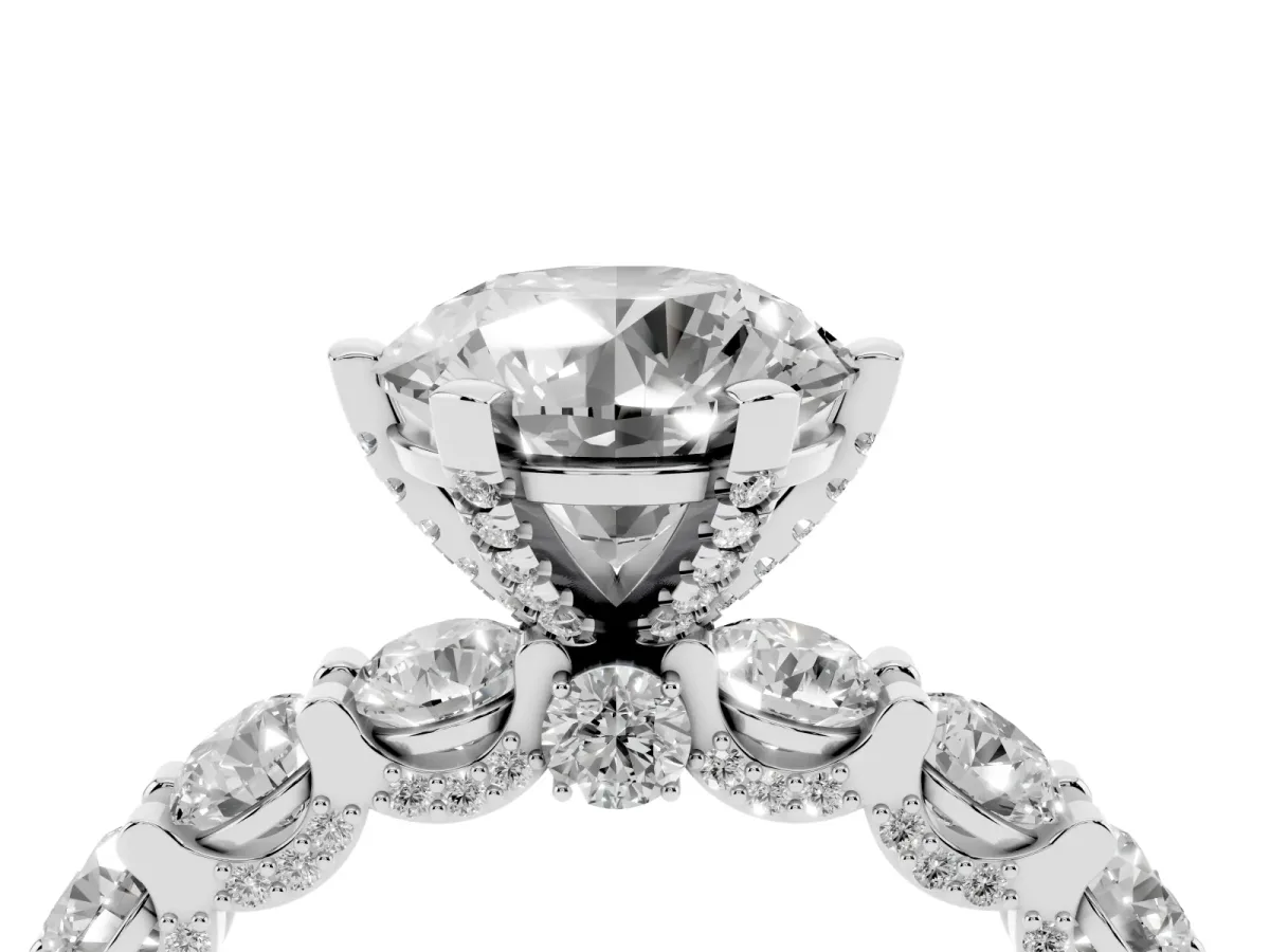 Round Diamond Mens Ring with Graduated Side Stones Silver