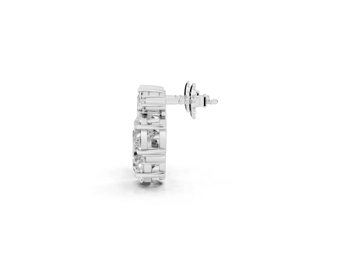 Multi-Shape Diamond Mosaic Five Stone Stud Earrings White gold