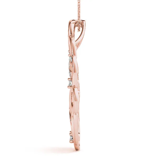 Pavé Diamond Round Pendant with Four-Prong Setting Rose gold