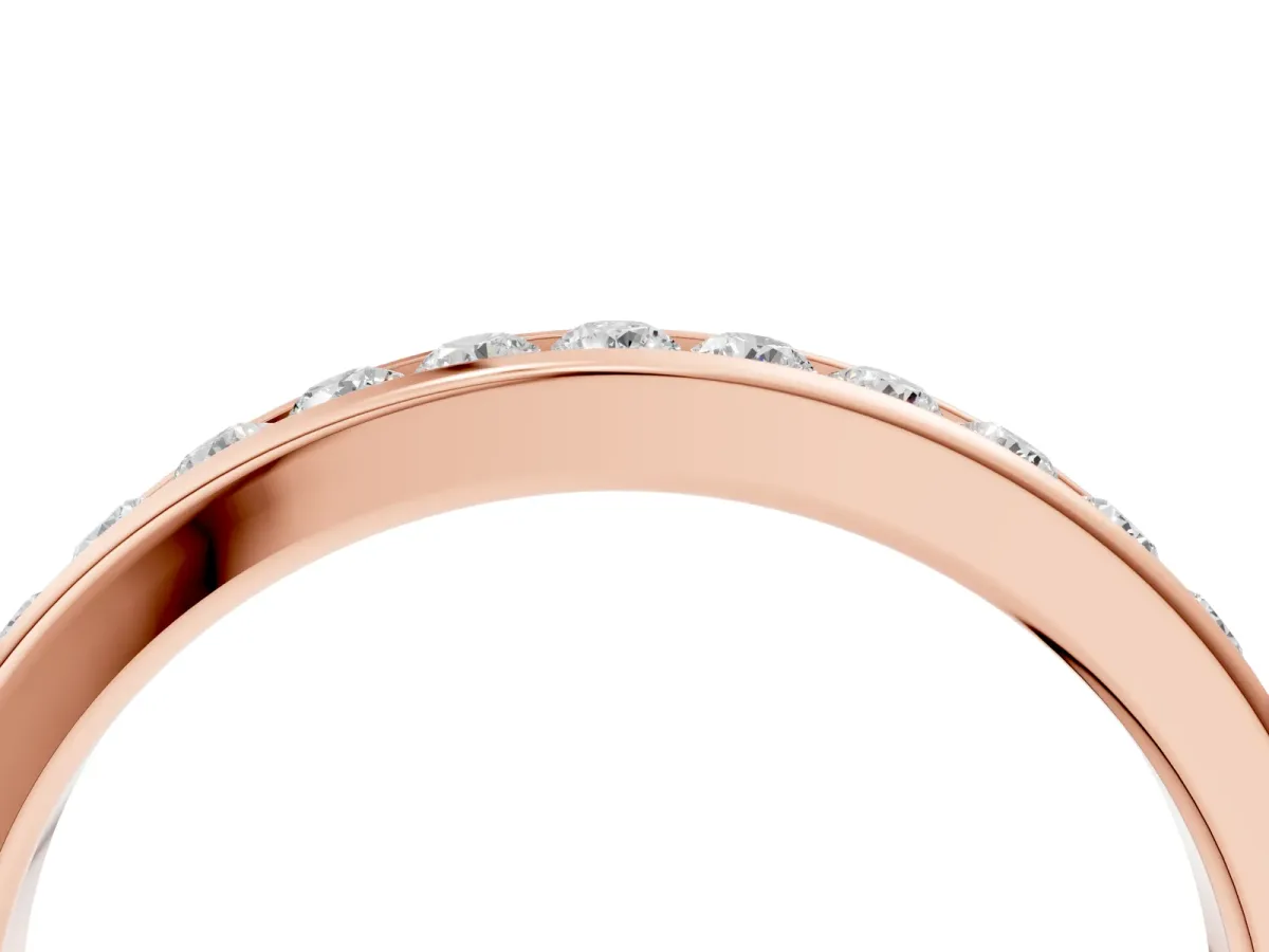Round Cut Diamond Channel Set Eternity Band Rose gold
