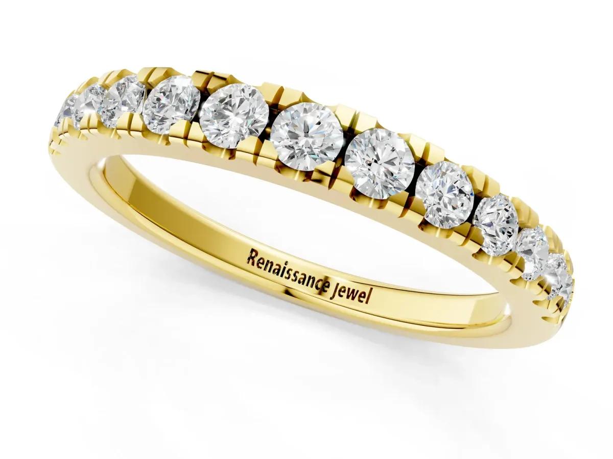 Round Diamond Pavé Set White Gold Eternity Band Yellow gold