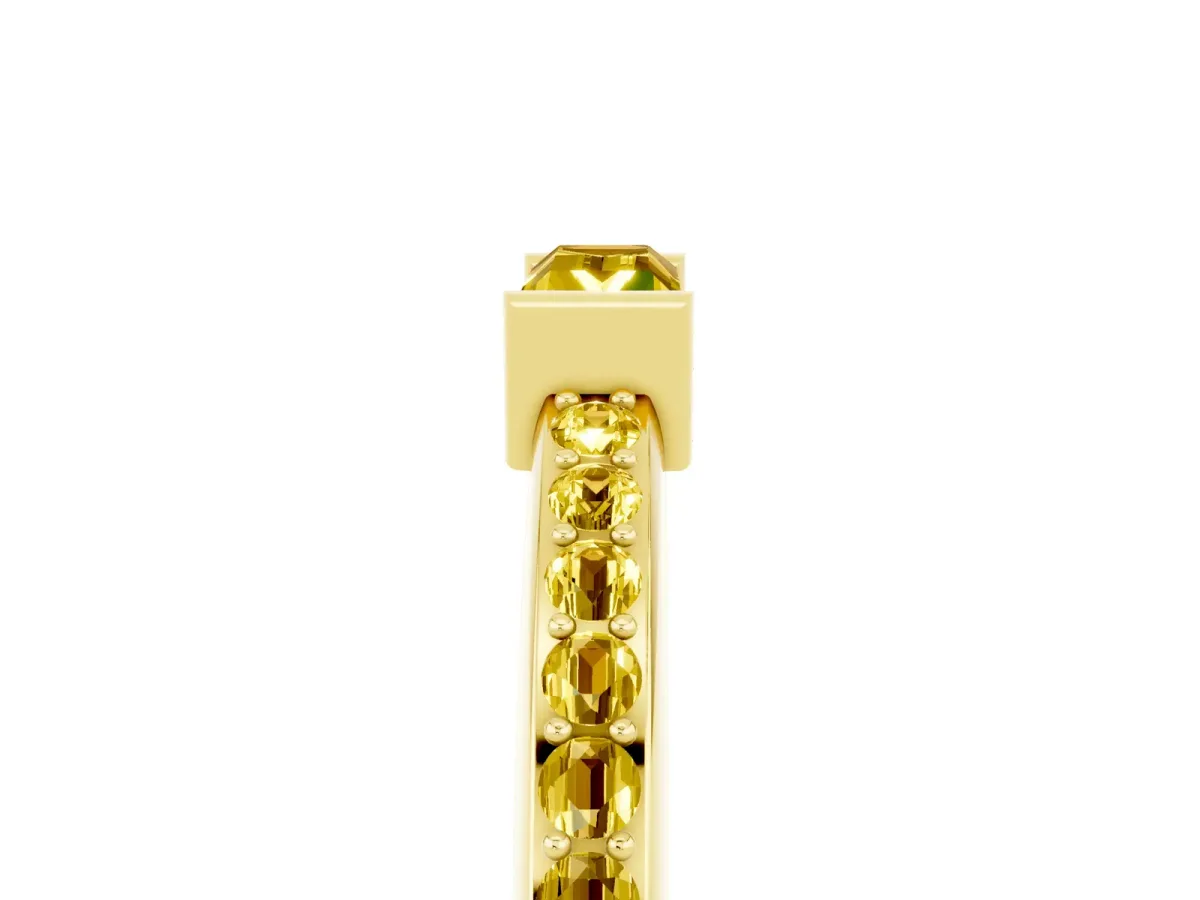 Baguette Yellow Sapphire Pavé Band with Bar Setting Yellow gold