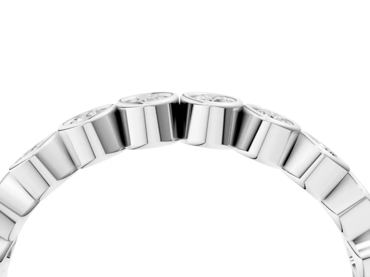 Bezel Set Round Diamond Eternity Band Silver