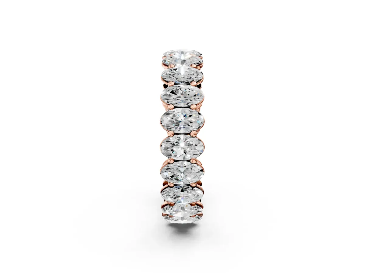 Oval Cut Diamond Eternity Band with Shared Prong Setting Rose gold