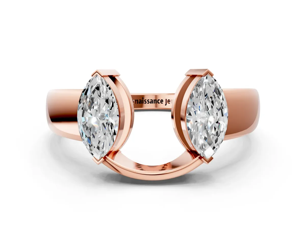 Marquise Diamond Open Band Ring with Tension Setting Rose gold