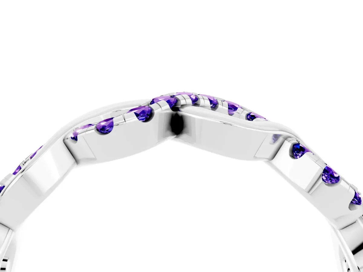 Twist Infinity Round Tanzanite Band with Pavé Setting Platinum