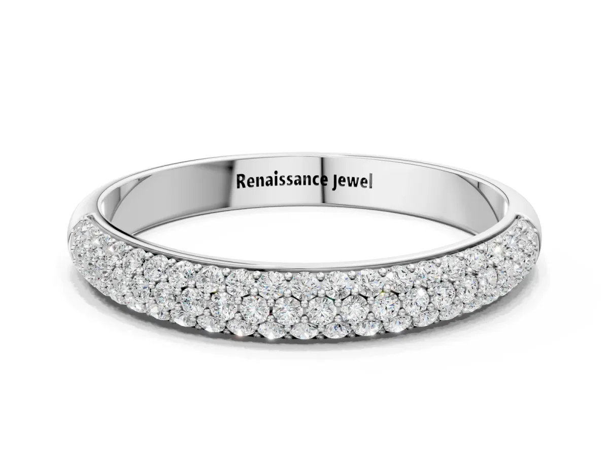 Pavé Round Diamond White Gold Eternity Band Platinum