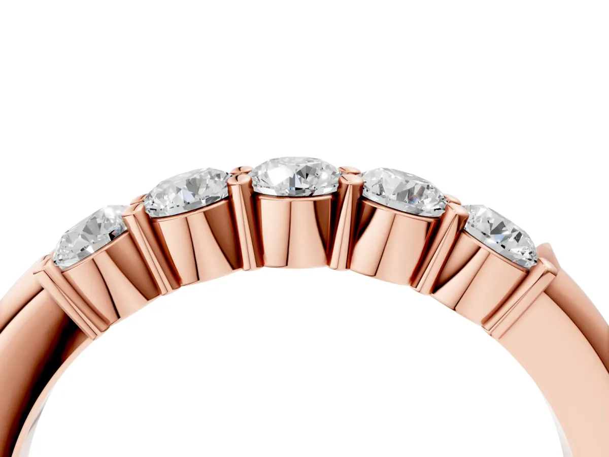 Five-Stone Round Diamond Prong Set Half-Eternity Band Rose gold