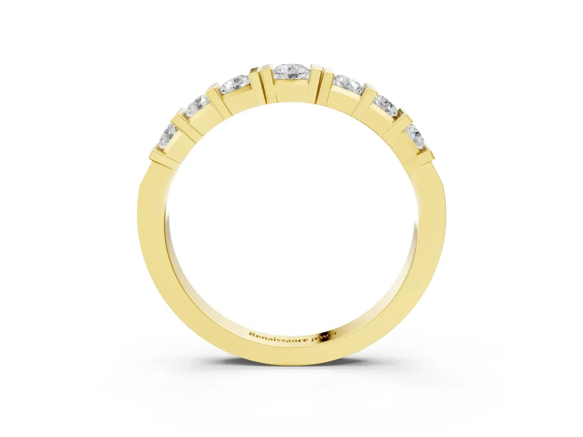 Round Channel Set Diamond Half Eternity Band Yellow gold
