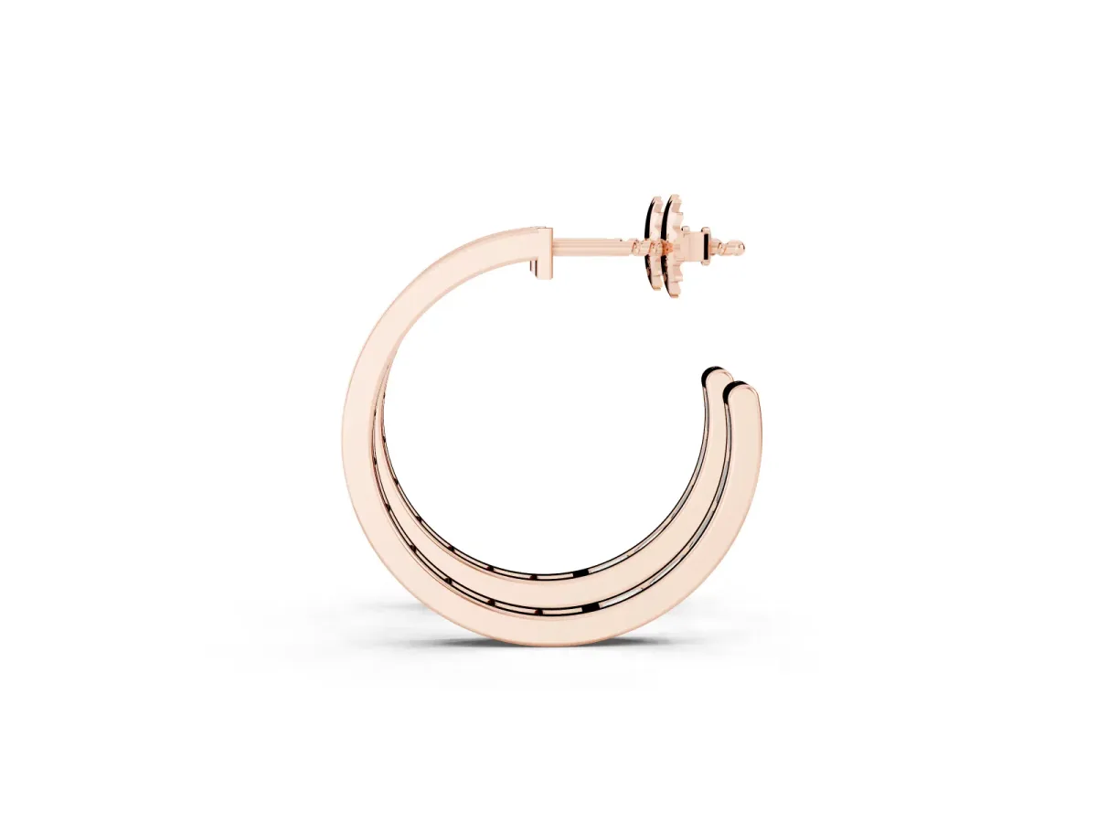 Baguette Diamond Channel-Set Inside-Out Hoop Earrings Rose gold