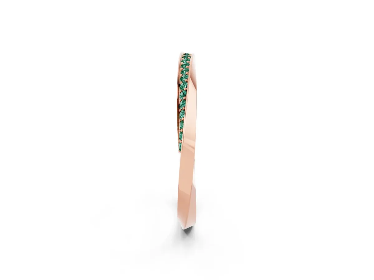 Pavé Round Green Sapphire Twist Band Rose gold