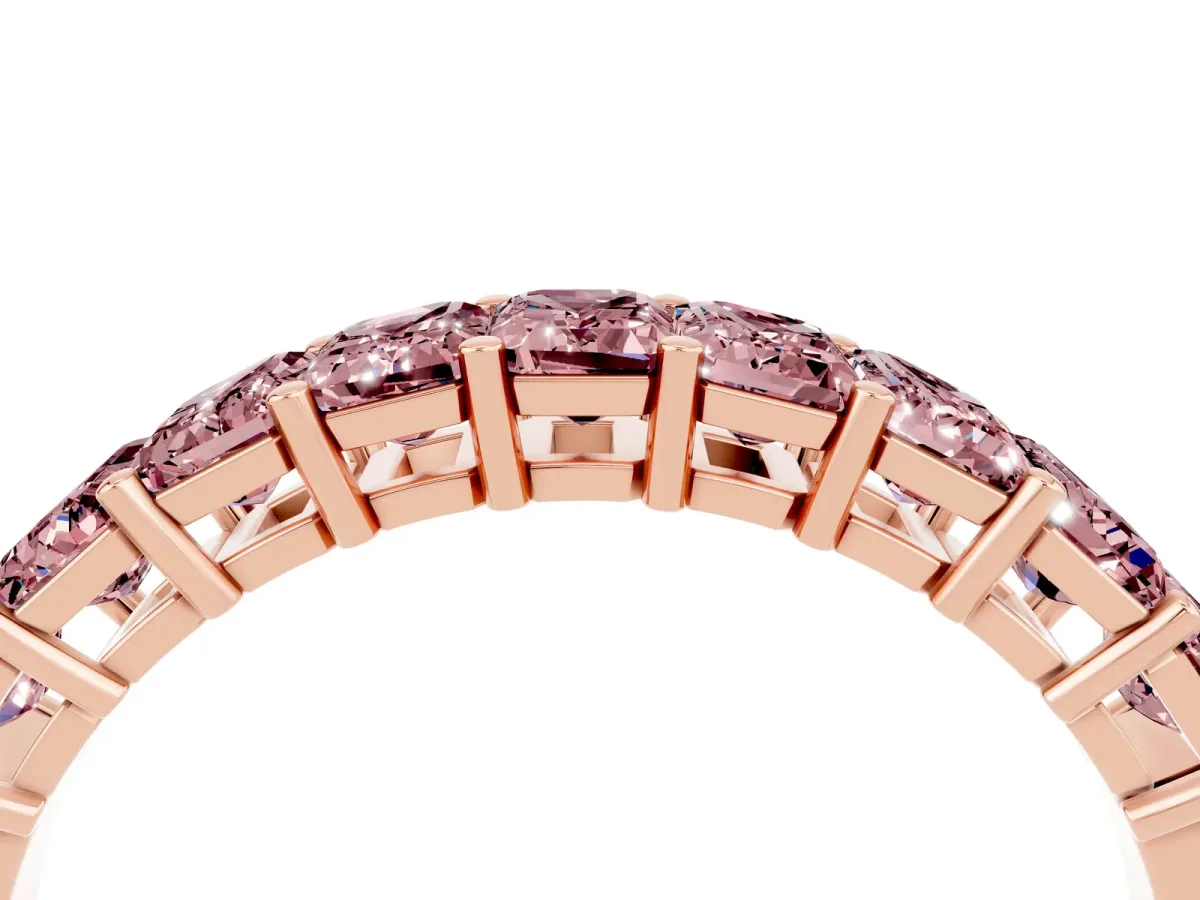 Emerald Cut Morganite Prong-Set Eternity Band Rose gold