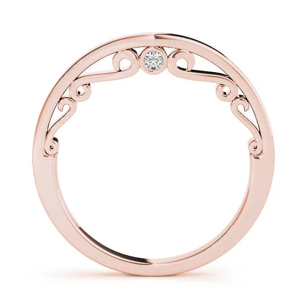 Curved Solitaire Round Bezel Contour Band Rose gold