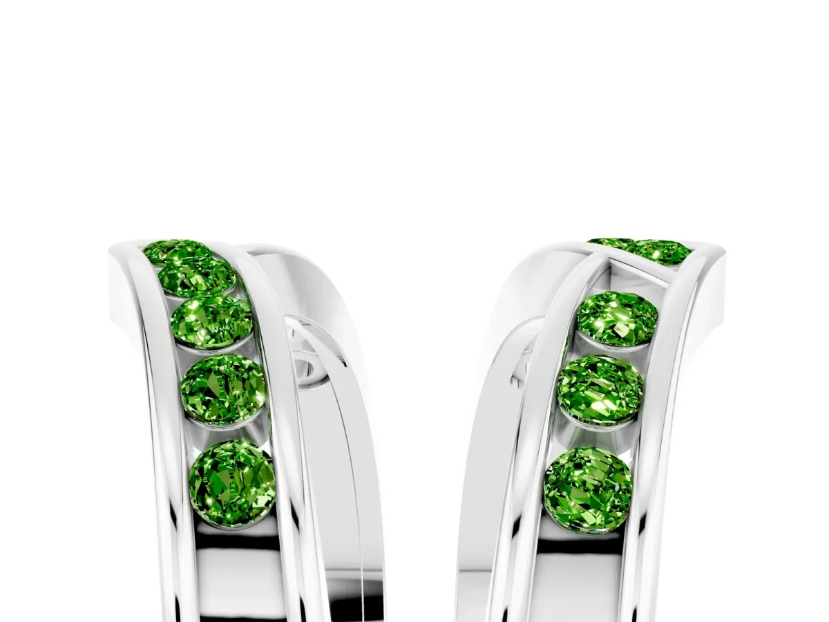 Round Peridot Channel-Set Chevron Band Platinum