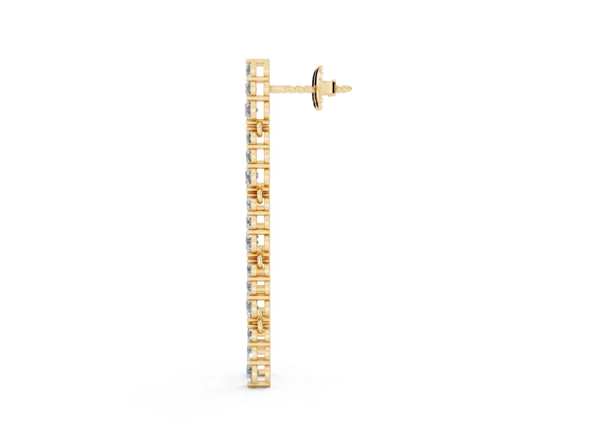 Round Diamond Graduated Dangle Earrings Yellow gold