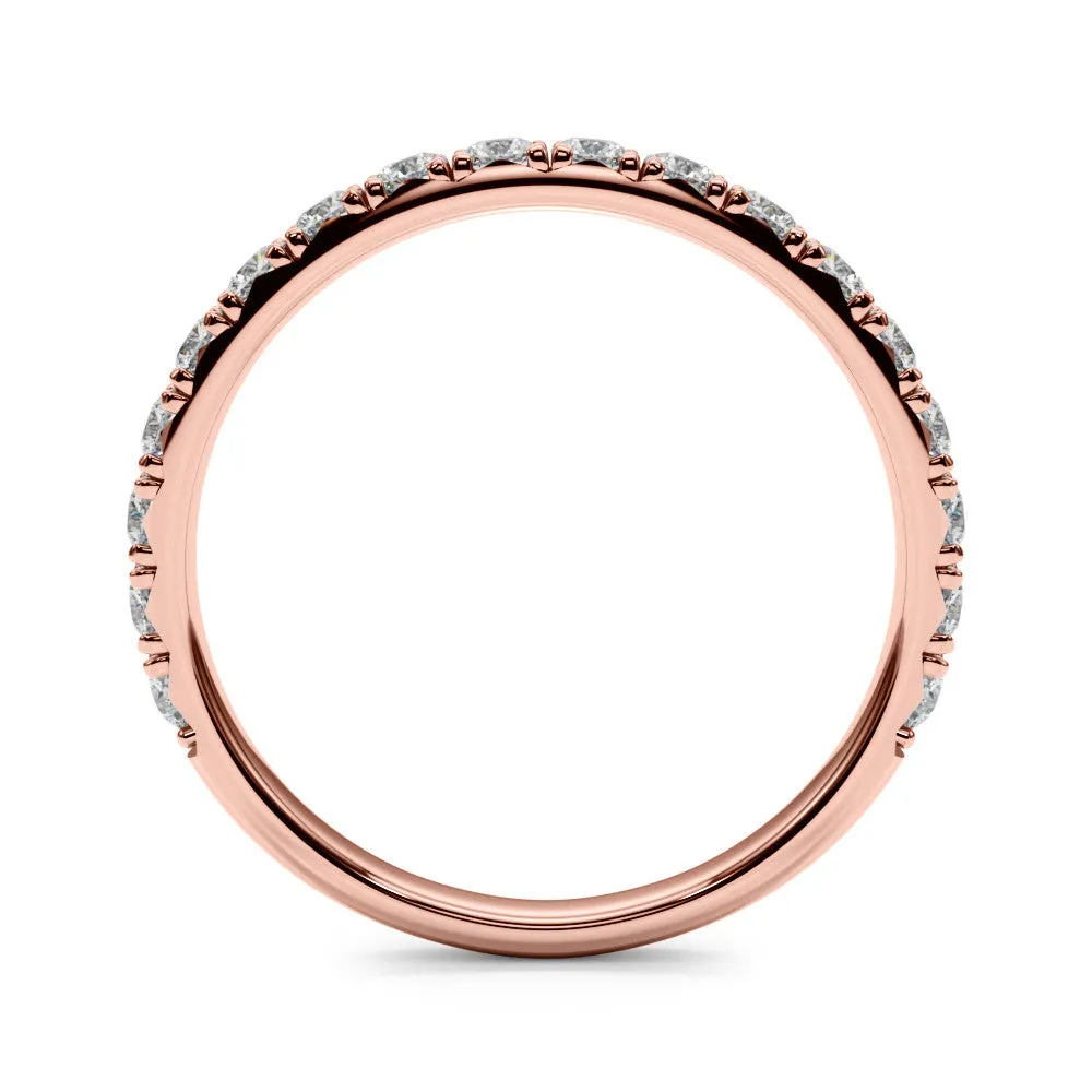 Round Cut Diamond Eternity Band with Shared Prong Setting Rose gold
