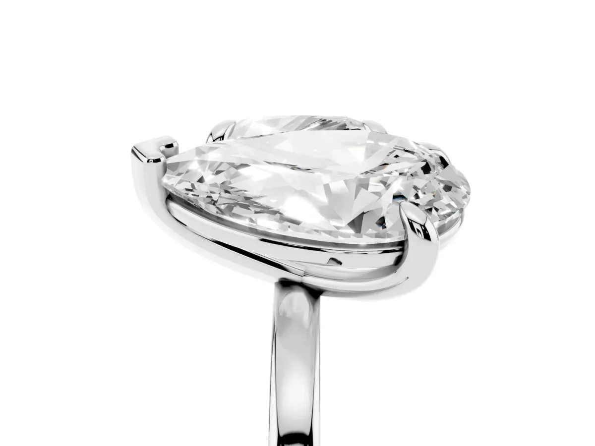 Pear and Cushion Toi Moi Ring with Prong Setting and Plain Band Silver