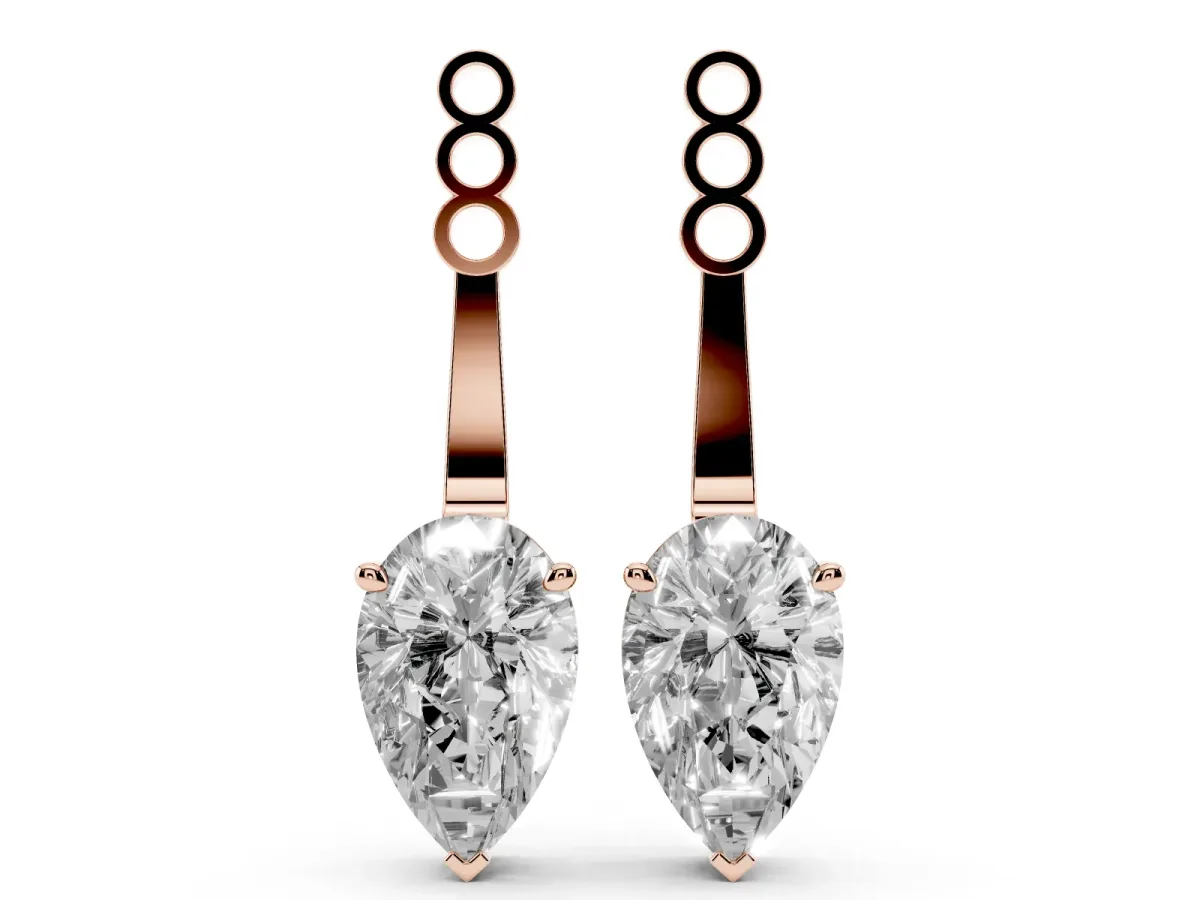 Pear Diamond Drop Earring Jackets Rose gold