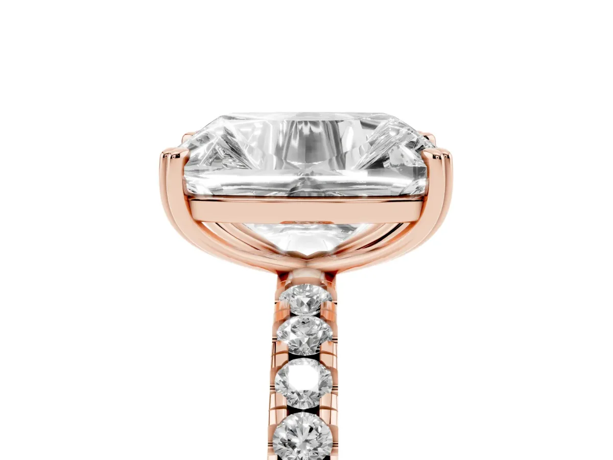 Old Mine Elongated Cushion Diamond Pave Band Ring Rose gold