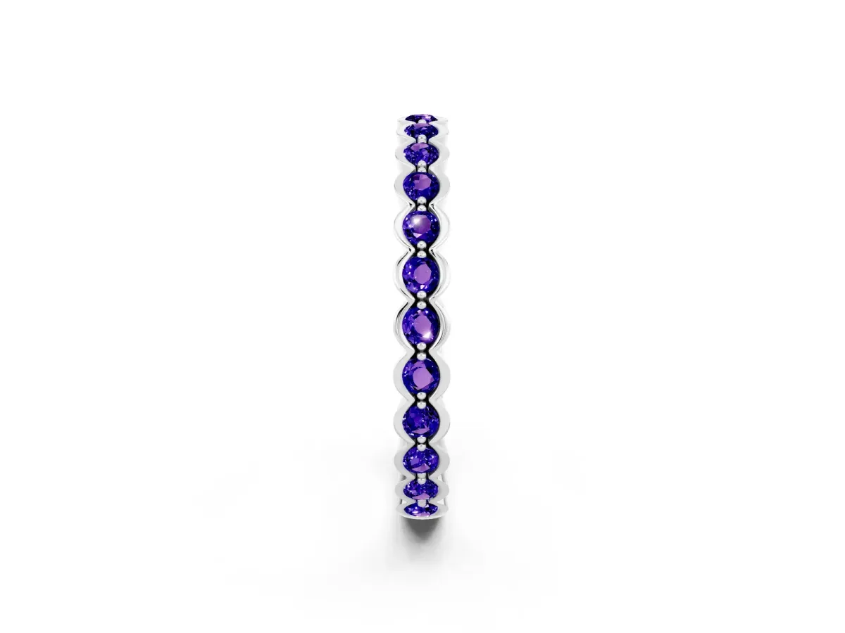 Round Tanzanite Bezel Set Eternity Band White gold
