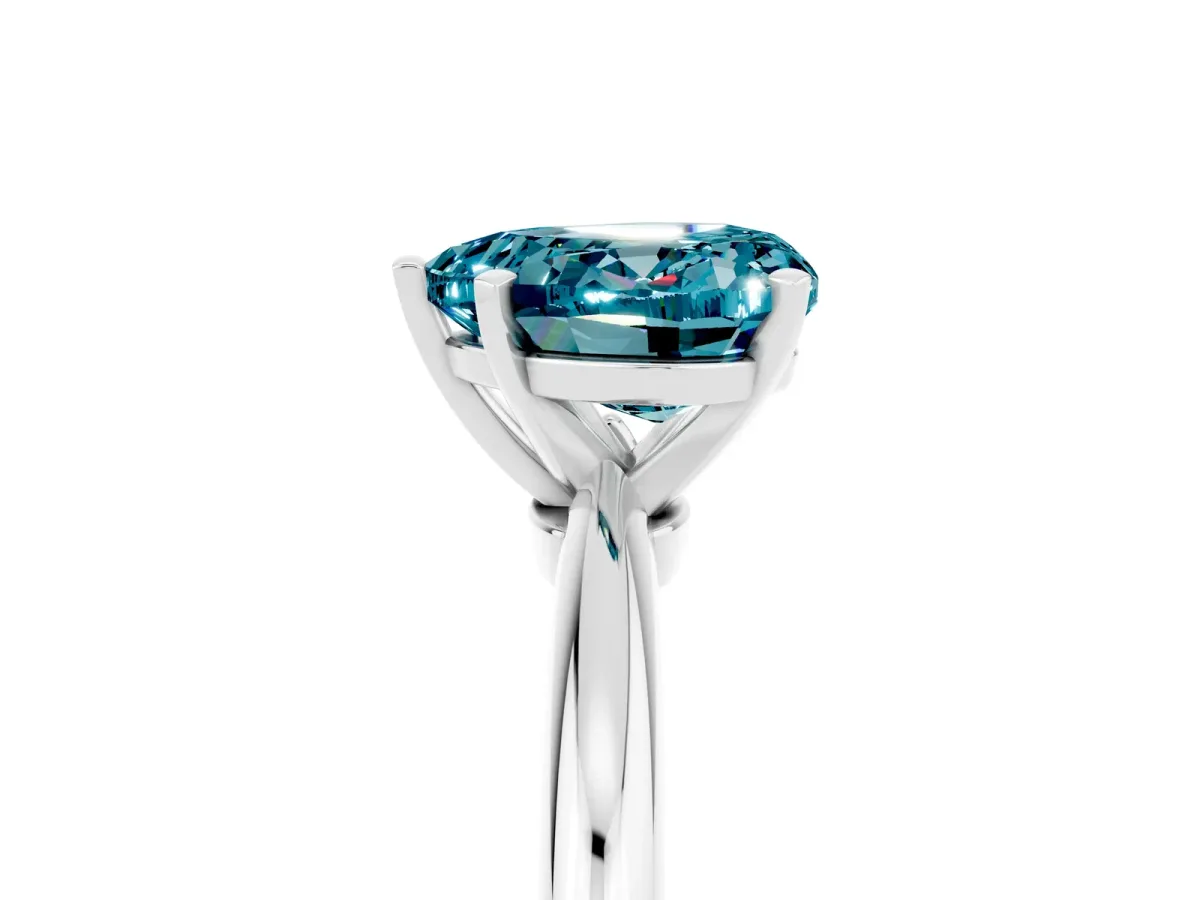 Heart Cut Blue Topaz Solitaire Ring with Six-Prong Setting and Classic Band Silver