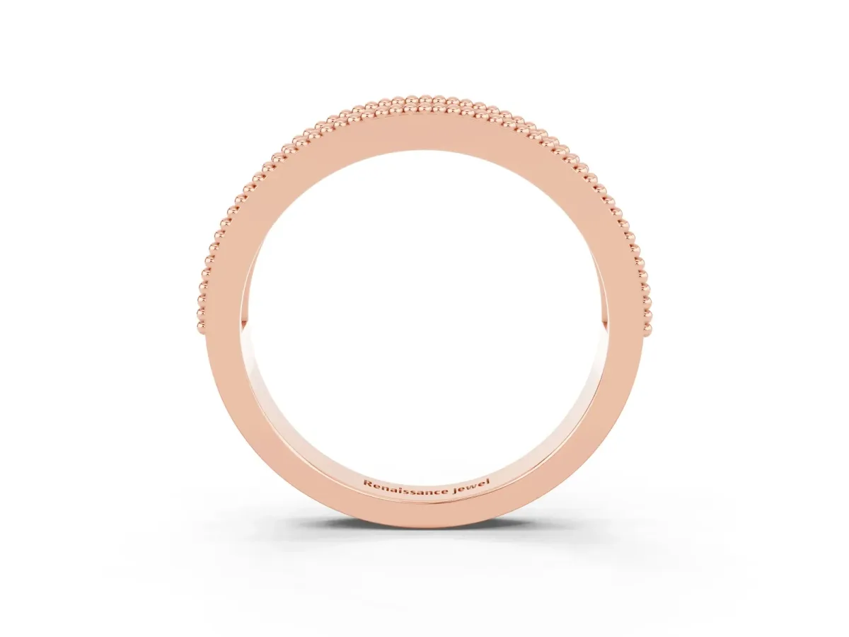 Round Blue Sapphire Twist Milgrain Band with Bezel Setting Rose gold