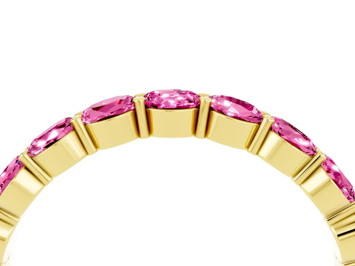 Round Pink Sapphire Eternity Band with U-Prong Setting Yellow gold