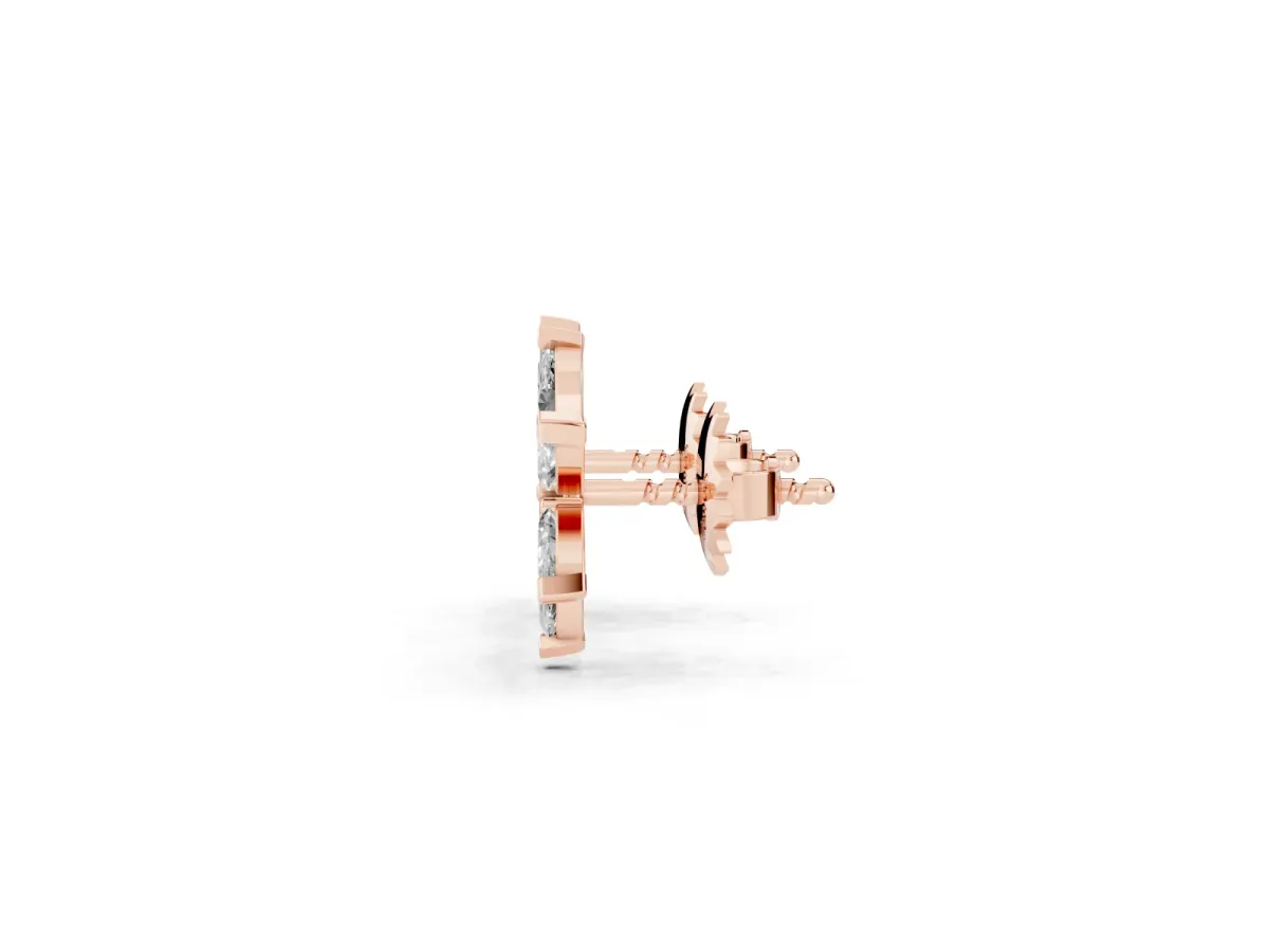 Marquise Diamond Sunflower Stud Earrings Rose gold