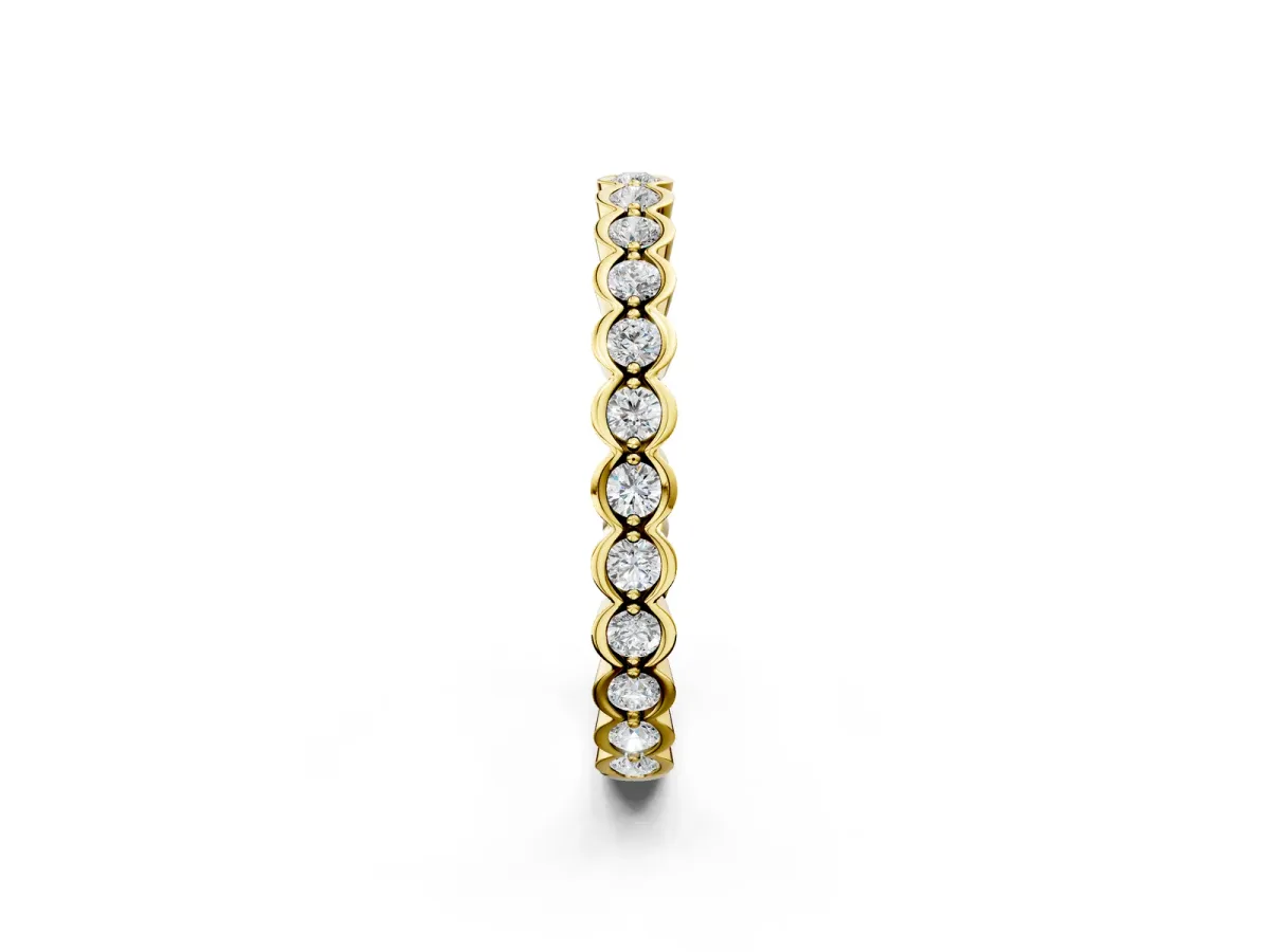 Round Diamond Bezel Set Eternity Band Yellow gold
