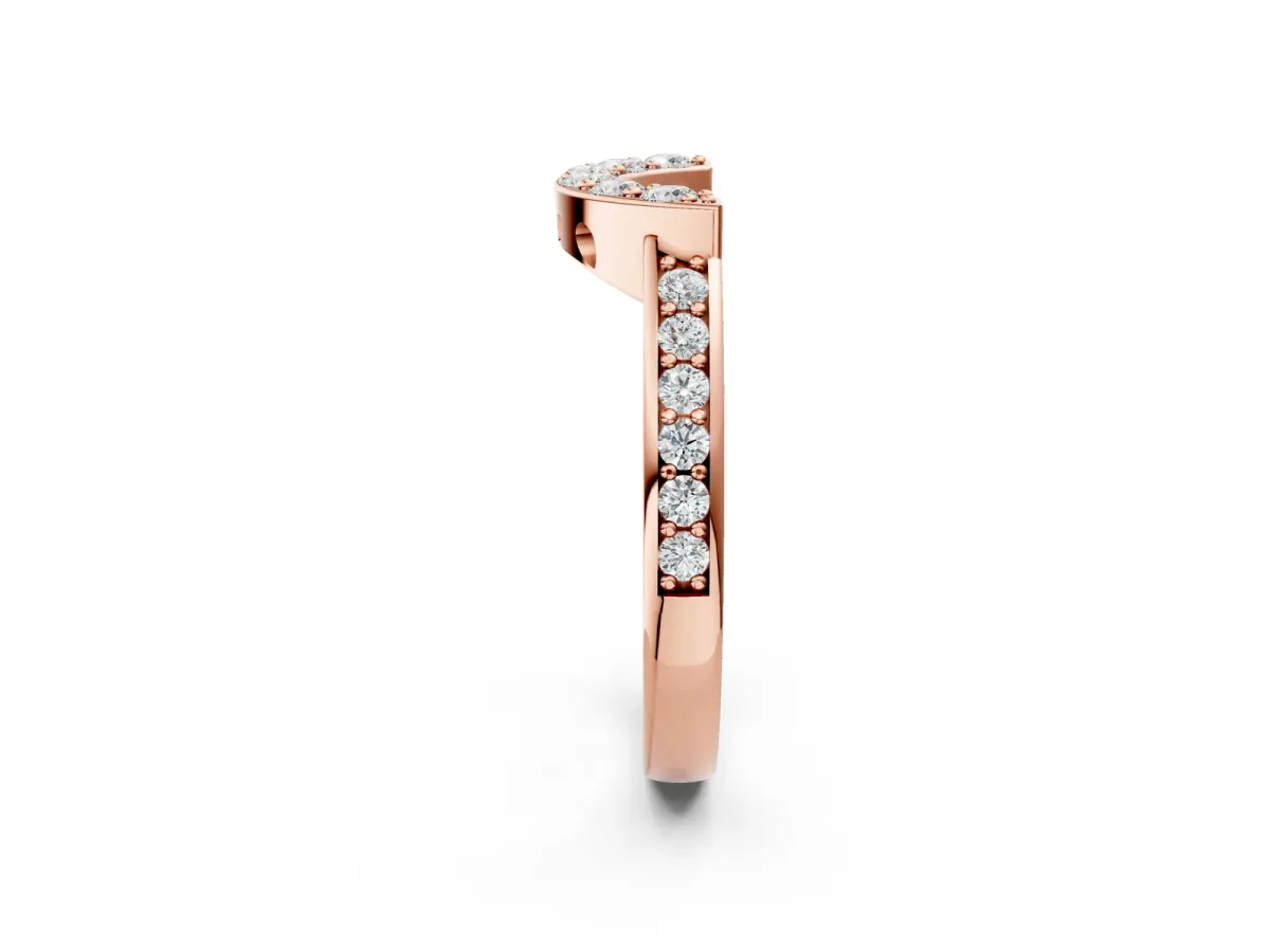 U-Shaped Pavé Round Diamond Contour Band with Shared Prong Setting Rose gold