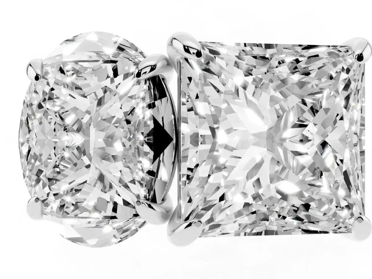 Oval and Princess Toi Moi Ring with Prong Setting and Micro Pave Band White gold
