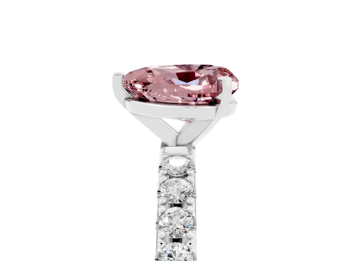 Heart Cut Morganite Solitaire Pavé Band with Four-Prong Setting Platinum