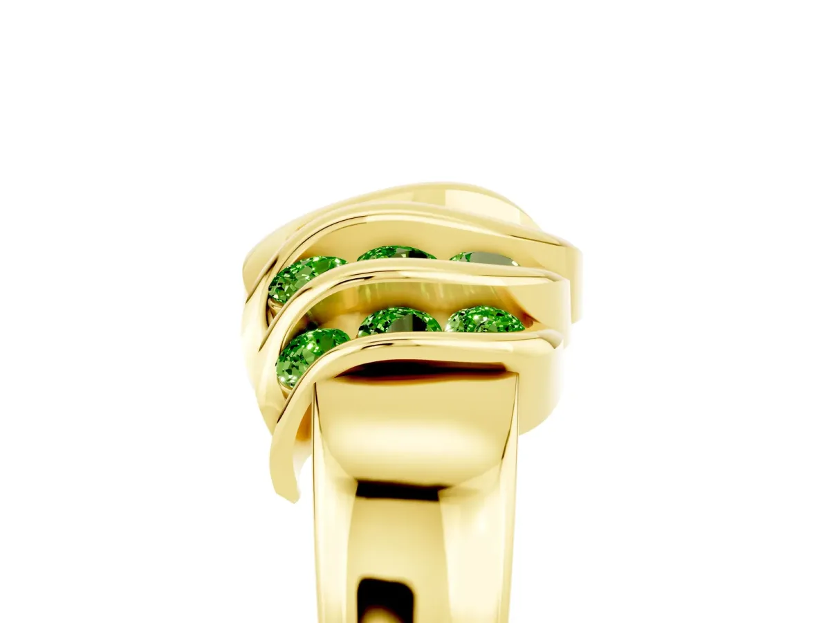 Round Peridot Multi-Row Crossover Band Yellow gold