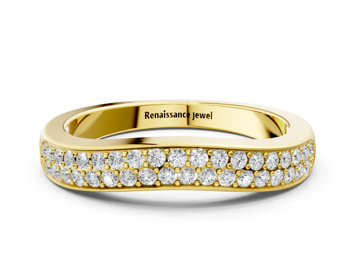 Pavé Round Diamond Contour Band Yellow gold