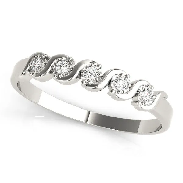 Twisted Prong Round Diamond Channel Band Platinum