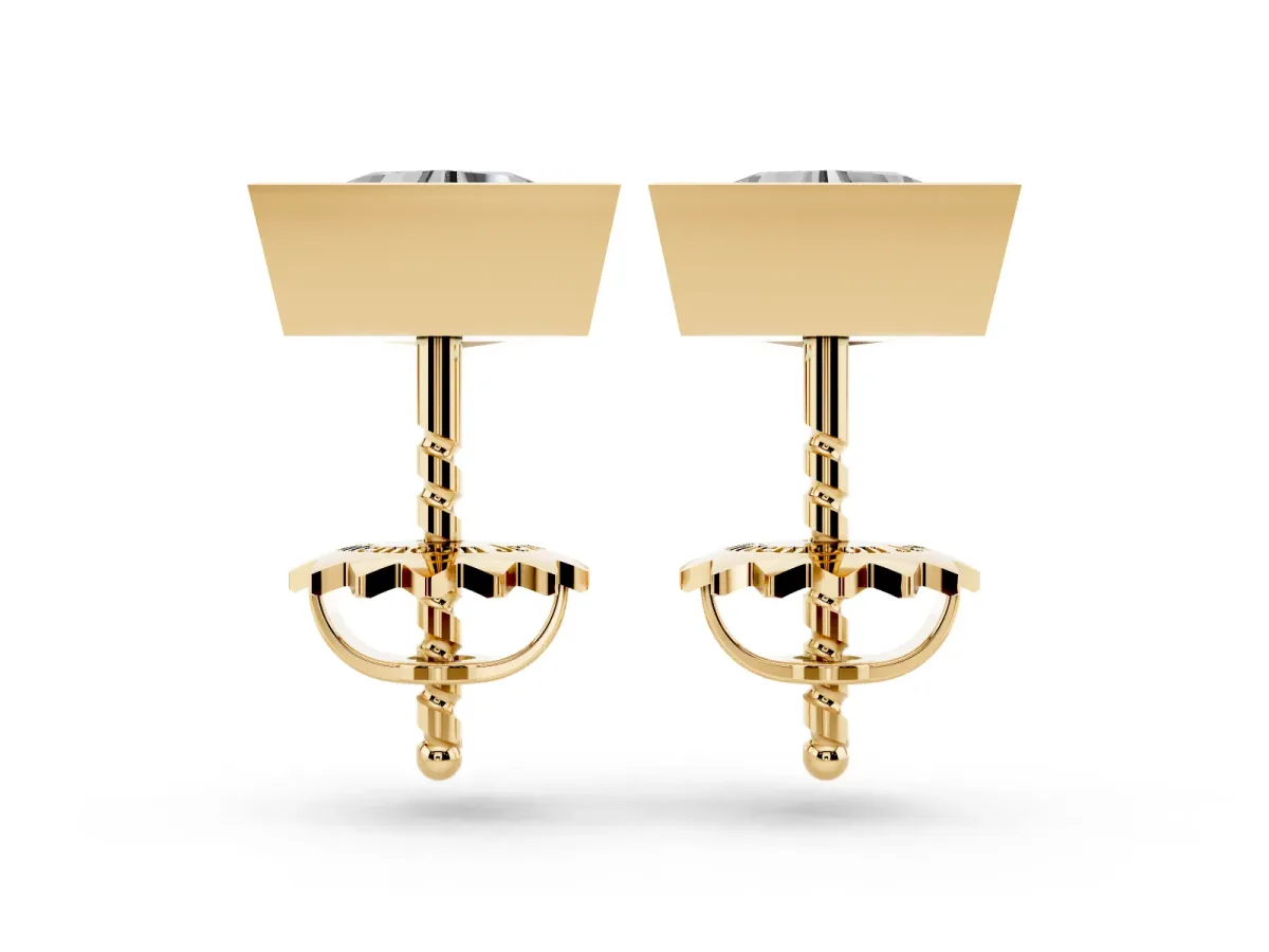 Trillion Diamond Bezel-Set Solitaire Stud Earrings Yellow gold