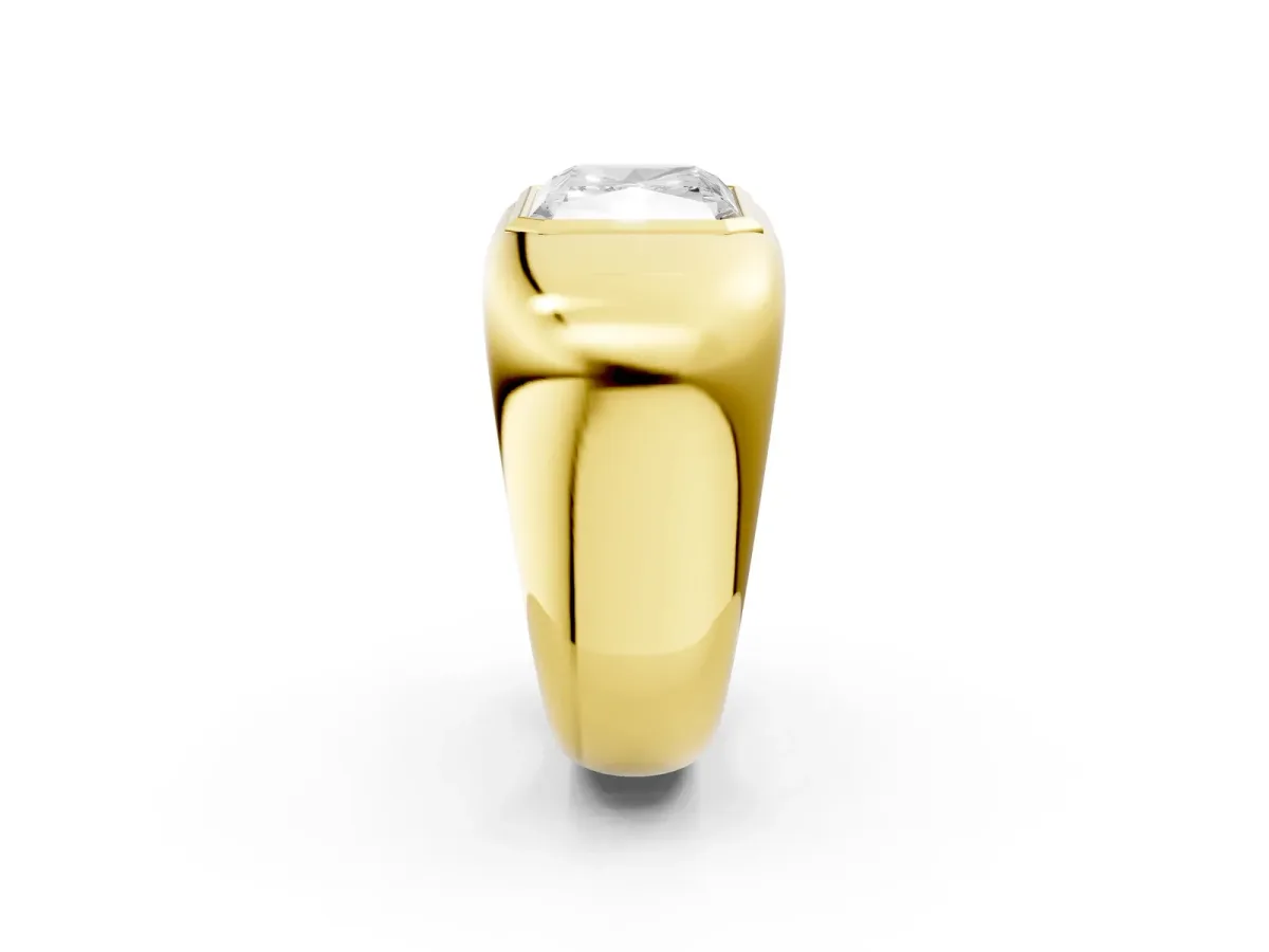 Radiant Diamond Bezel Set Mens Ring Yellow gold