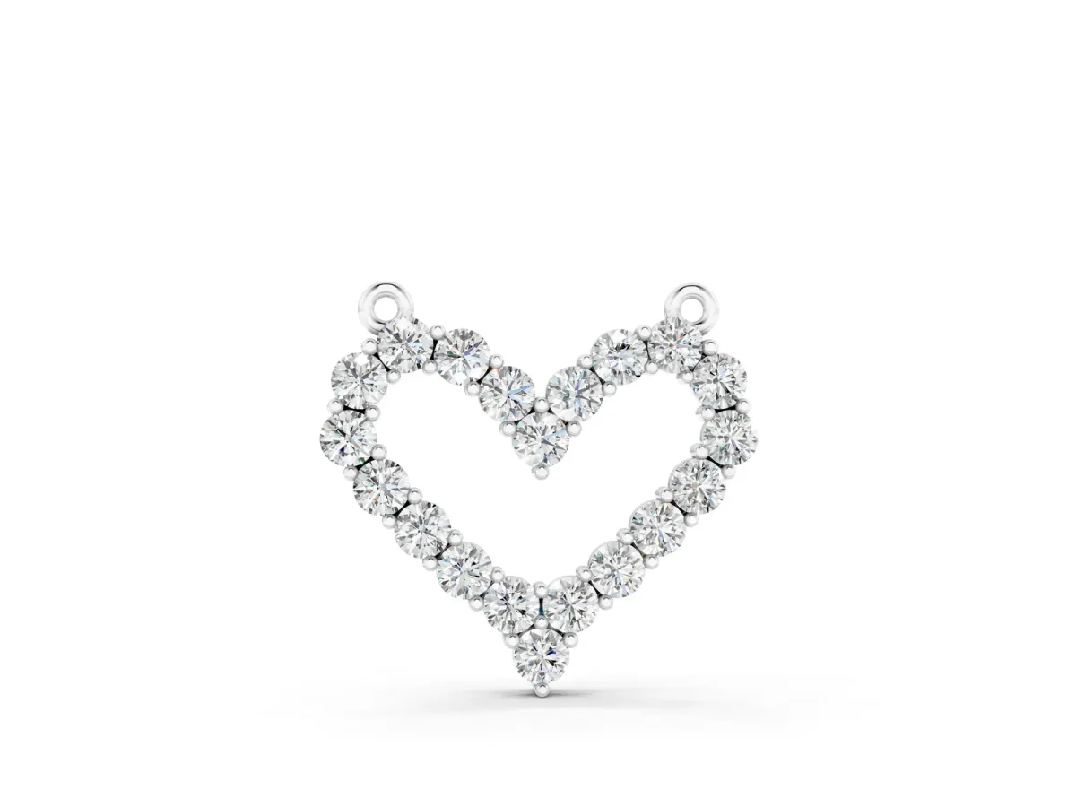 Prong-Set Round Diamond Heart Pendant Silver