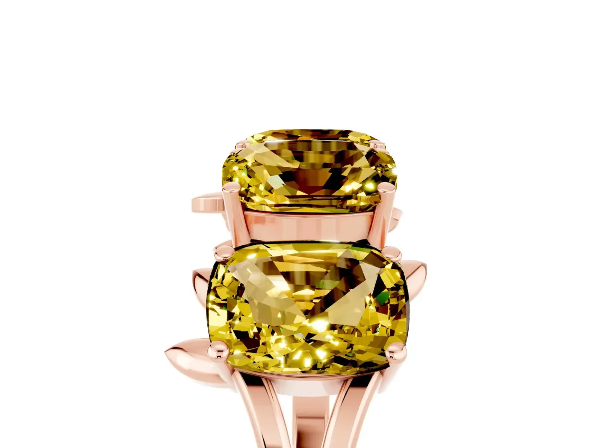 Emerald Cut Yellow Sapphire Prong-Set Half Eternity Band Rose gold