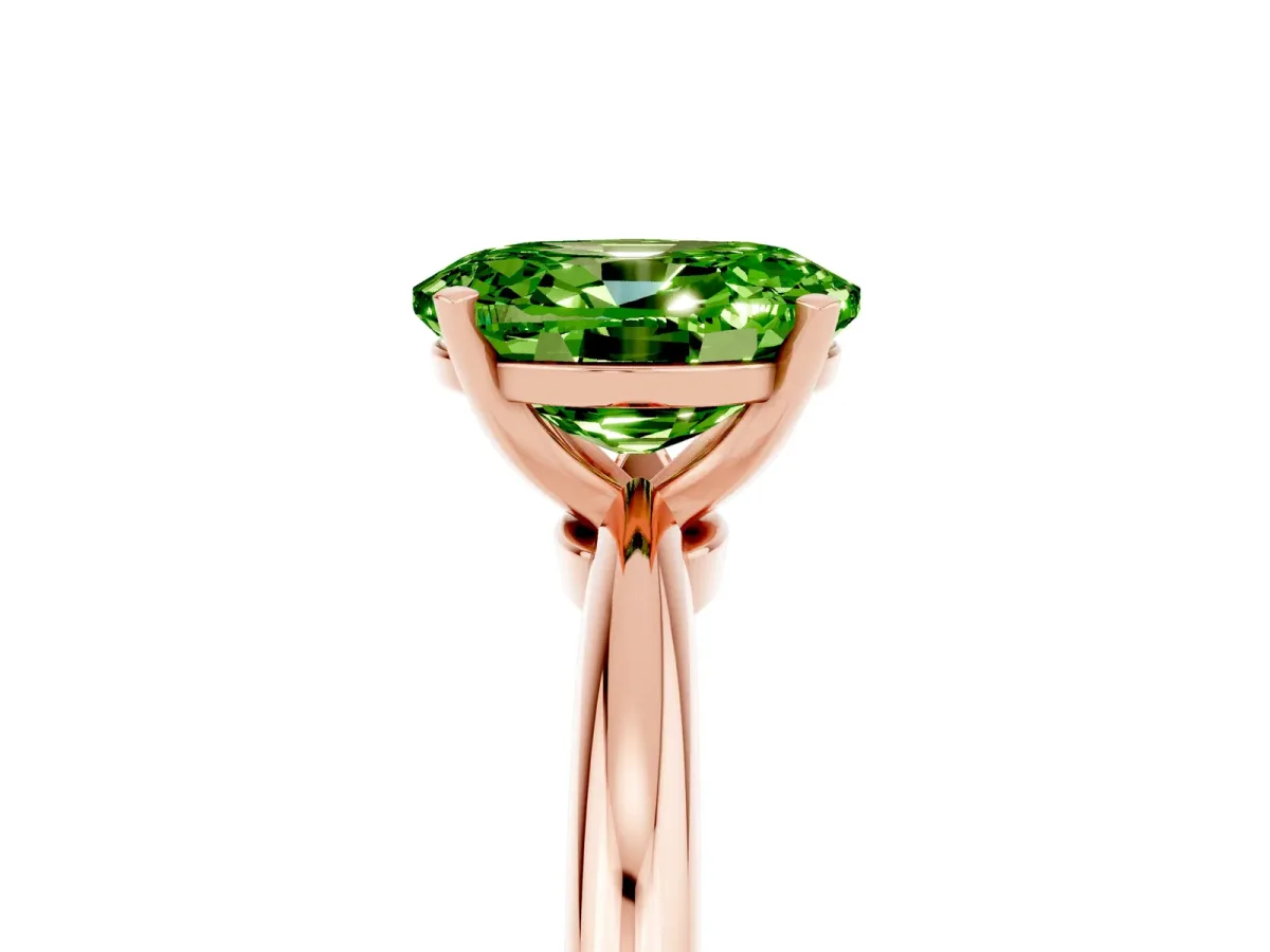 Oval Cut Peridot Solitaire Ring with Six-Prong Setting and Classic Band Rose gold