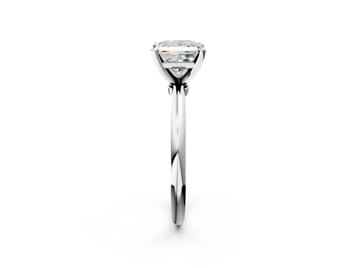 Princess Cut Diamond Solitaire Ring with Six-Prong Setting and Classic Band Silver