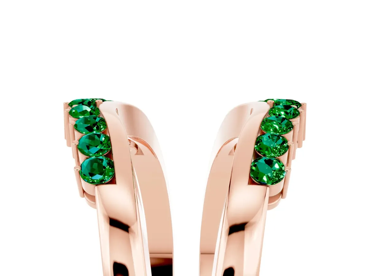 Round Emerald Chevron Contour Band with Prong Setting Rose gold
