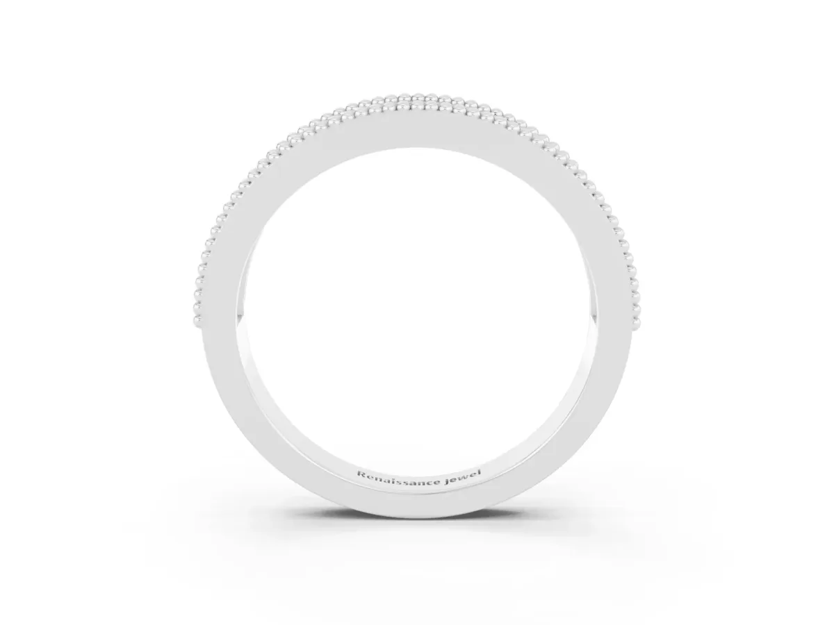 Round Garnet Twist Milgrain Band with Bezel Setting White gold