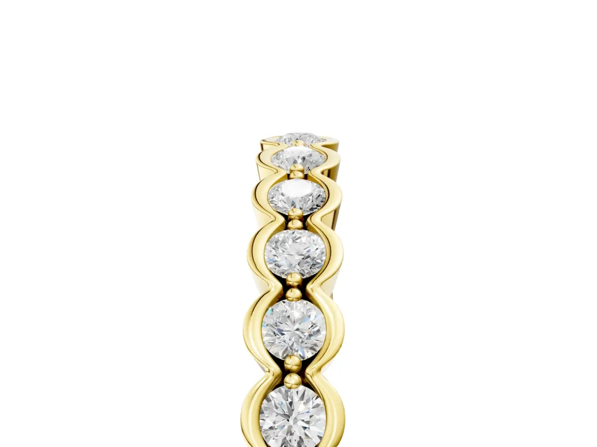 Round Diamond Bezel Set Eternity Band Yellow gold