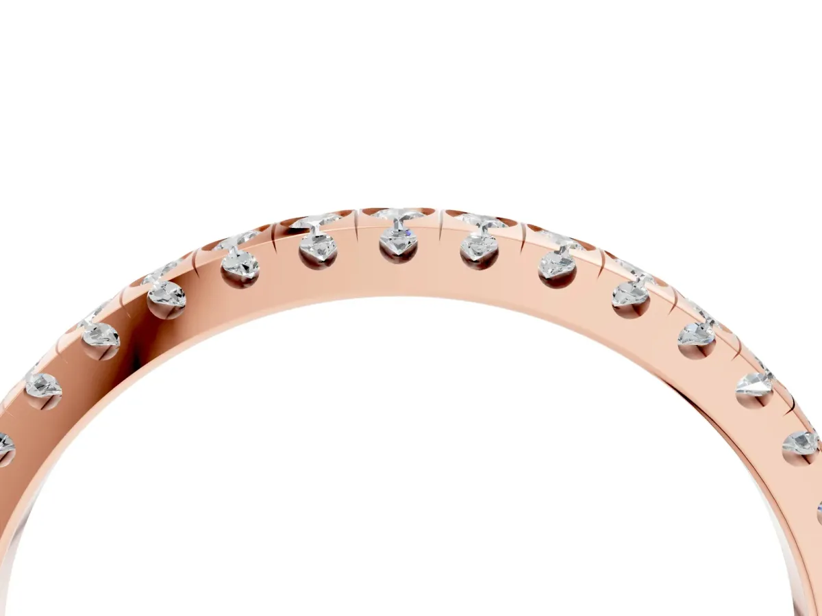 Round Cut Diamond Pavé Set Eternity Band Rose gold
