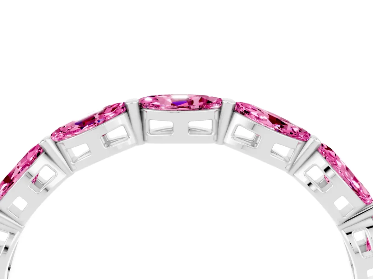 Marquise Pink Sapphire Eternity Band with U-Prong Setting Platinum