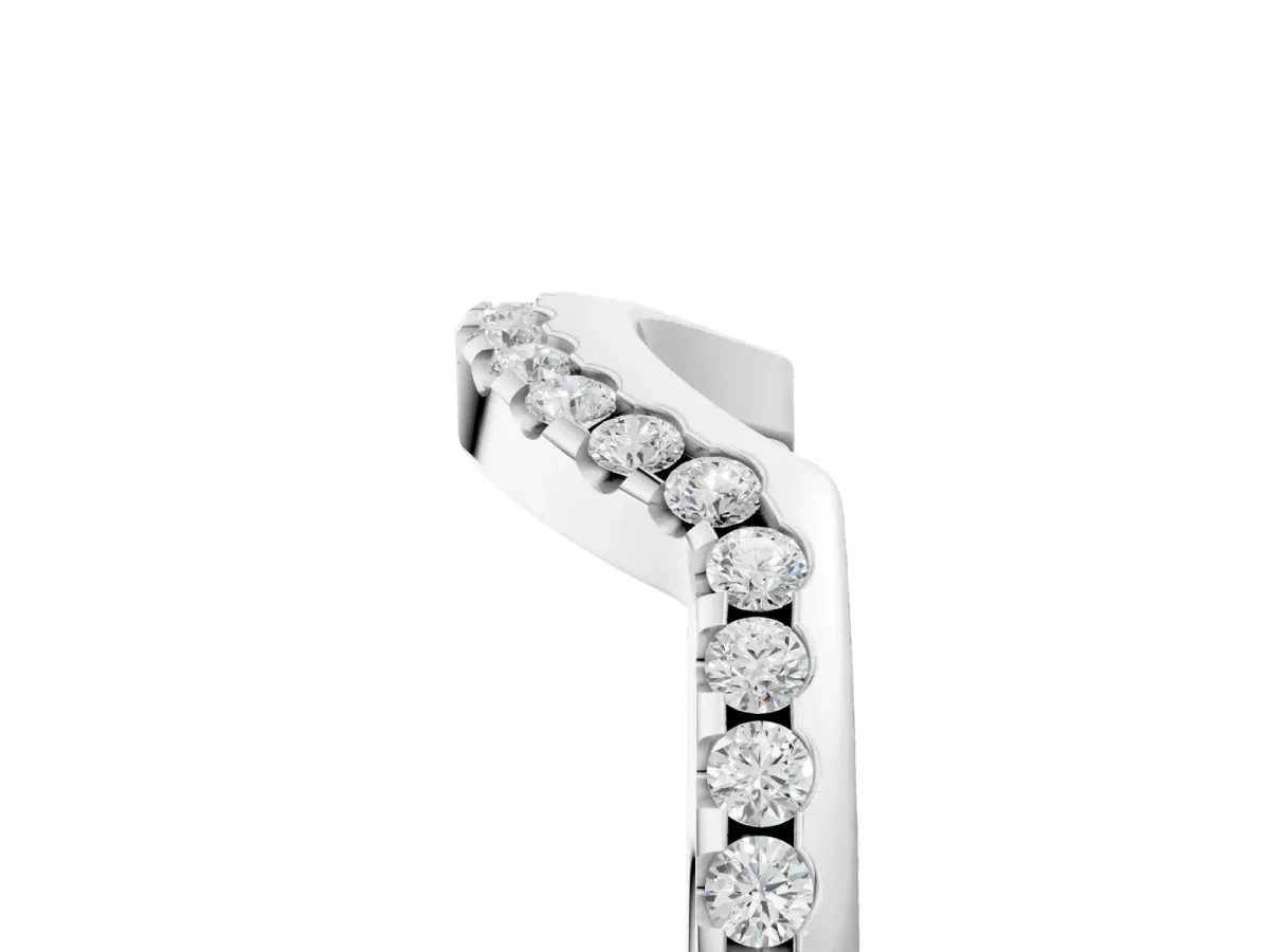 Pavé Round Diamond Contour Band with Shared Prong Setting Platinum