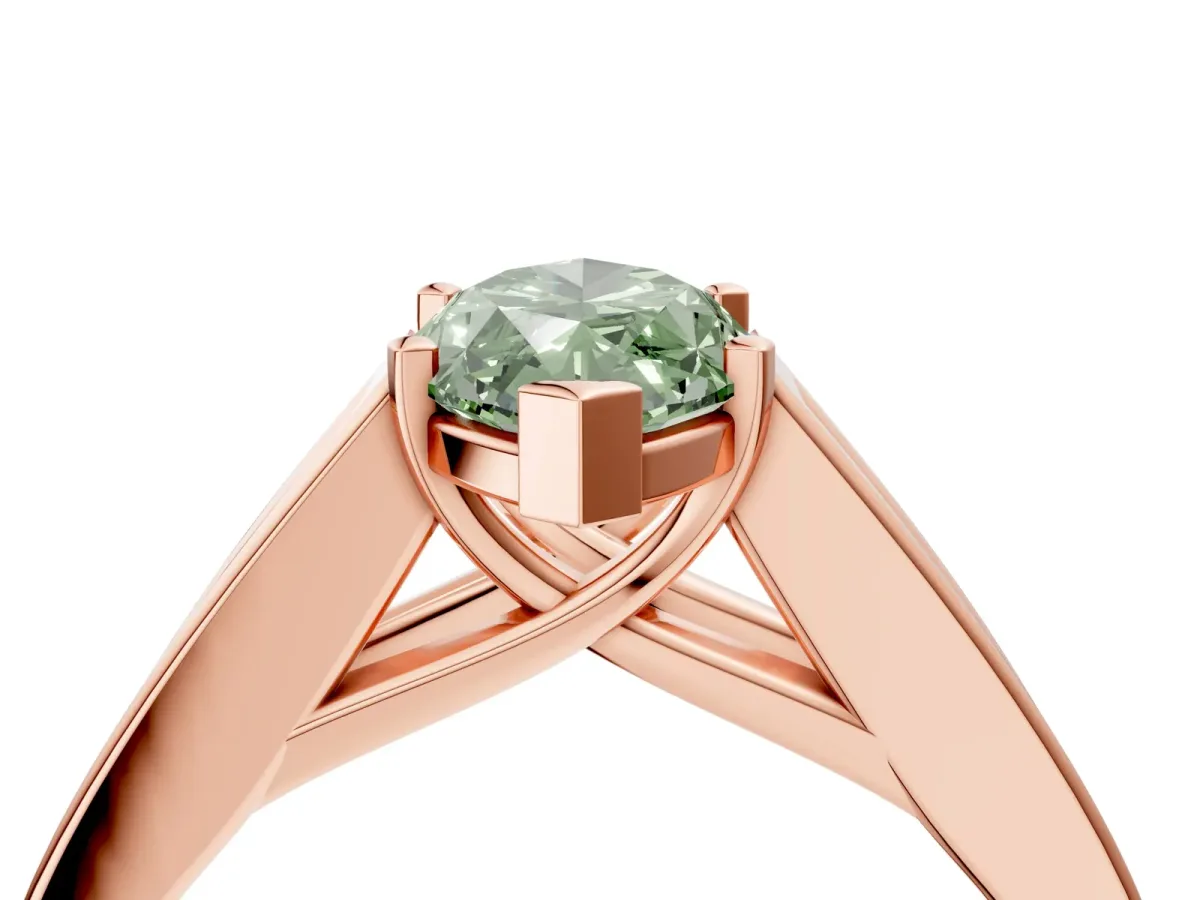 Fancy Green Marquise Cut Cut Channel Set Solitaire Ring with Four-Prong Setting Rose gold